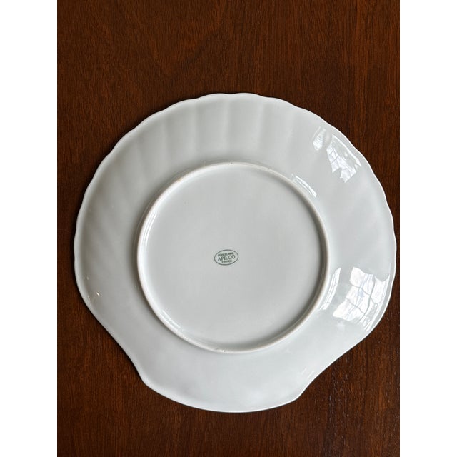 Early 21st Century Contemporary Scallop Shell Shaped White Ceramic Plates— Set of Four For Sale - Image 5 of 18