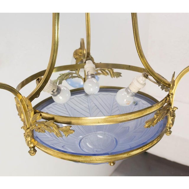 French Art Deco Glass Chandelier, 1920s For Sale - Image 13 of 16