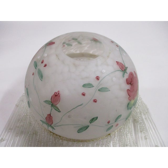 Metal Beaded and Frosted Glass Victorian Style Boudoir Lamp For Sale - Image 7 of 12