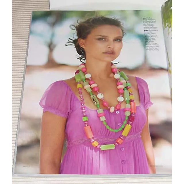 Bakelite and Lucite Necklace Extra Long Shape Orange Green and Glitter Beads For Sale - Image 12 of 12