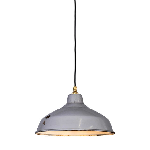 Industrial Enamelled Grey Model 5 Pendant Lamp from Benjamin, 1950s For Sale