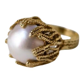 Pearl and Gold Cocktail Ring, Circa Mid-20th Century For Sale