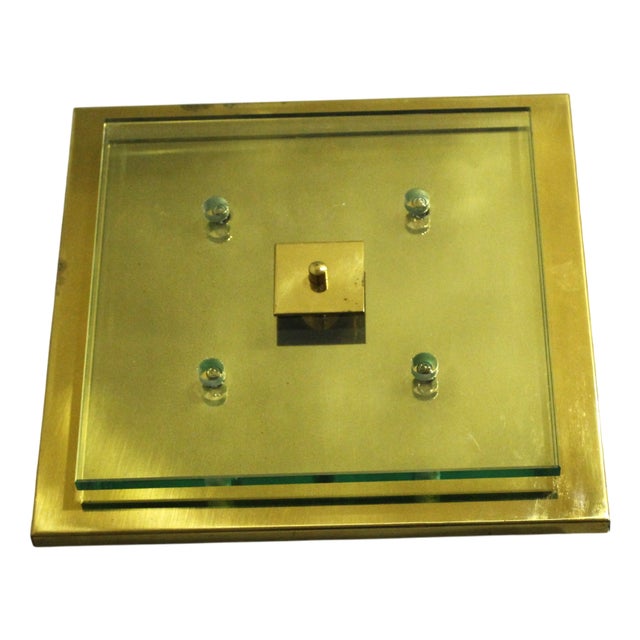 Brass and Glass Ceiling Lamp from Hillebrand Lighting, 1990s For Sale