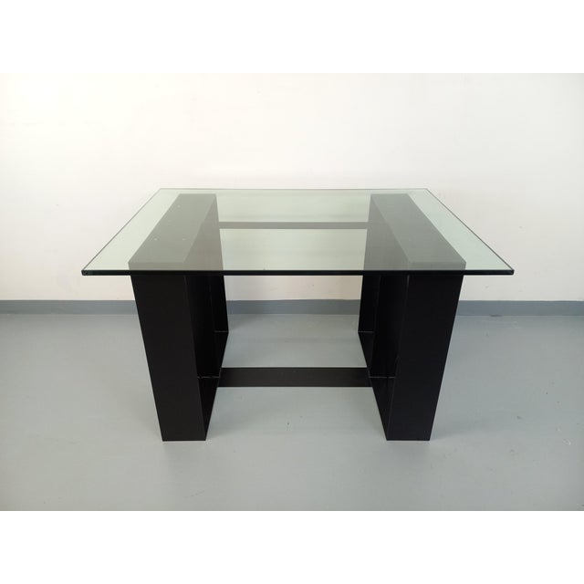 Vintage rectangular high table from the 1980s, suitable as a large console or serving table. Beautiful and original...