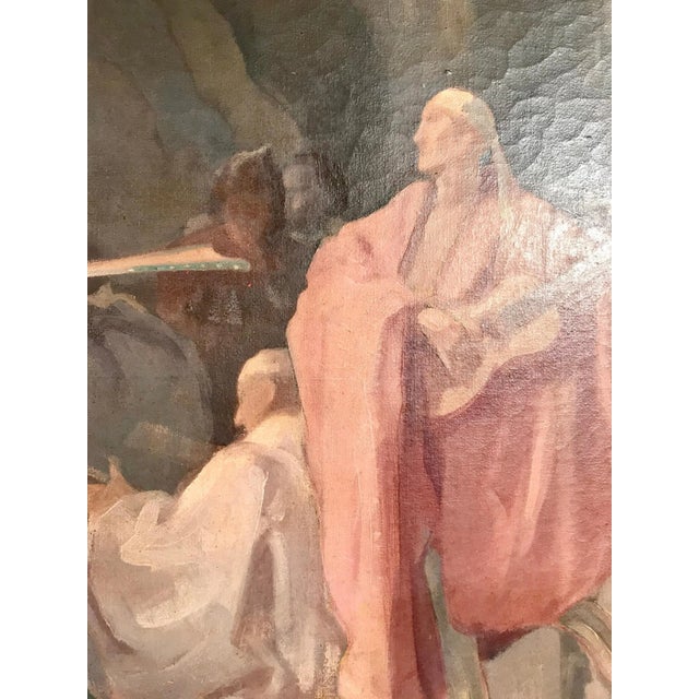 Textile 19th Century French Oil Painting For Sale - Image 7 of 12
