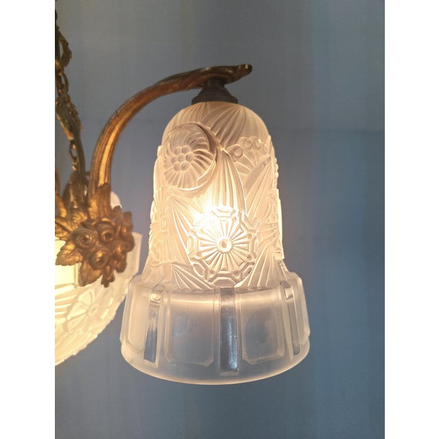 1920s Art Deco Chandelier from Hettier & Vincent, France, 1920s For Sale - Image 5 of 11