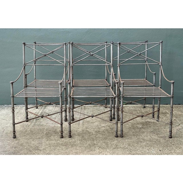 Vintage Target Back Wrought Iron Dining Chairs - Set of 6 For Sale - Image 12 of 12