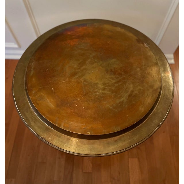 Brass 20th Century Asian Handcrafted Brass Tray Table With Folding Base For Sale - Image 8 of 10