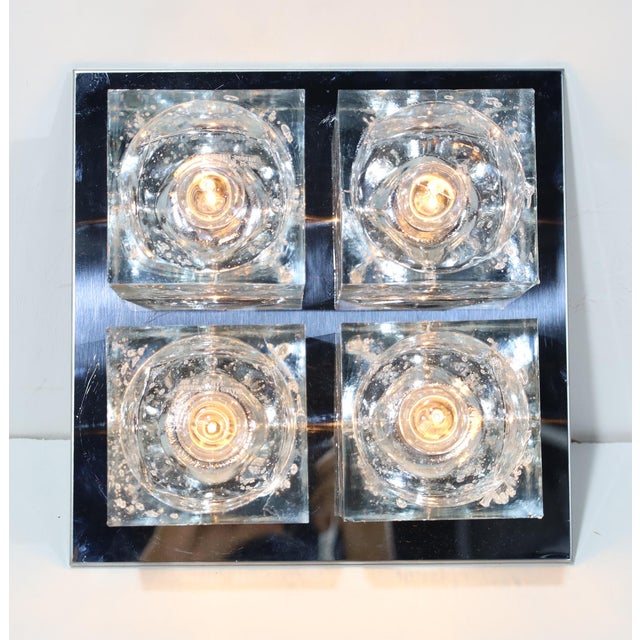 Lightolier 1960s Murano Block Glass Sconce or Ceiling Light by Gaetano Sciolari for Lightolier For Sale - Image 4 of 9