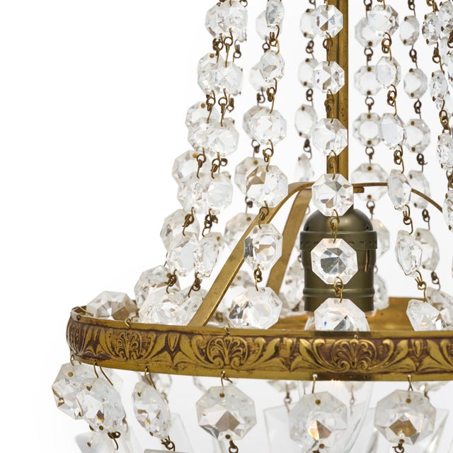Metal Empire Style Crystal French Chandelier For Sale - Image 7 of 9