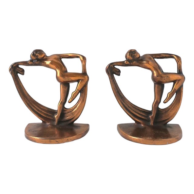 Art Deco Bookends Female Figure, Circa Early 20th Century, Pair For Sale