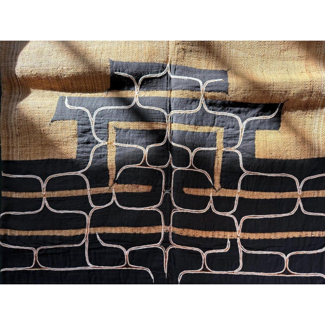 Rare Antique Japanese Ainu Robe Hokkaido Elm Fibers with Appliqué Embroidery For Sale - Image 9 of 16