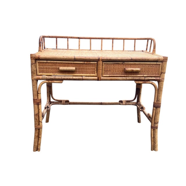 Late 20th Century Rattan Wicker Desk For Sale - Image 5 of 18
