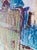 Blue Vintage Parisian Boulevard Oil Painting by Rocco in Ornate Gilt Frame For Sale - Image 8 of 16