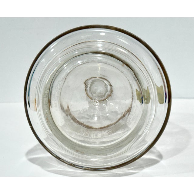 1960s 1960s Italian Decanter Glass W/ Stopper & Sticker Gold Trim Etched Floral Pattern For Sale - Image 5 of 10