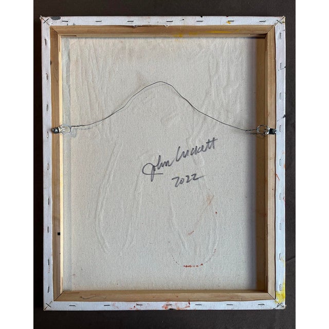 Abstract Mixed Media Painting in Reds and Yellows by John Luckett, 20” X 16” For Sale - Image 4 of 6