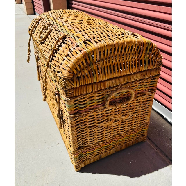 Vintage Rustic European Rattan Storage Trunk For Sale - Image 4 of 8