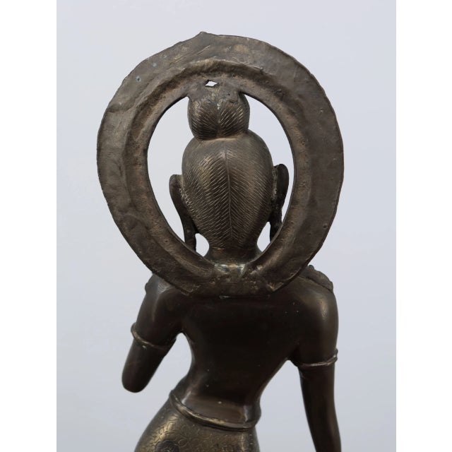Bronze Temple Statue on a Lotus Pedestal, India For Sale - Image 9 of 10