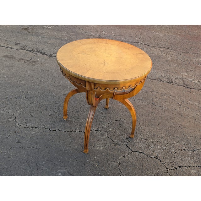 John Widdicomb Vintage John Widdicomb Round Fruitwood Side Table For Sale - Image 4 of 8