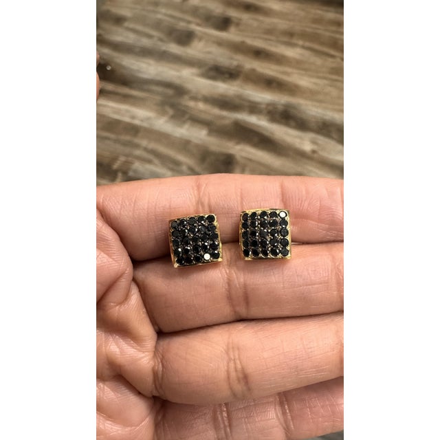 Roshe Jewels Diamond Studs, 1.38 Carat Black Diamond Yellow Gold Earring Studs, A Pair For Sale - Image 9 of 9