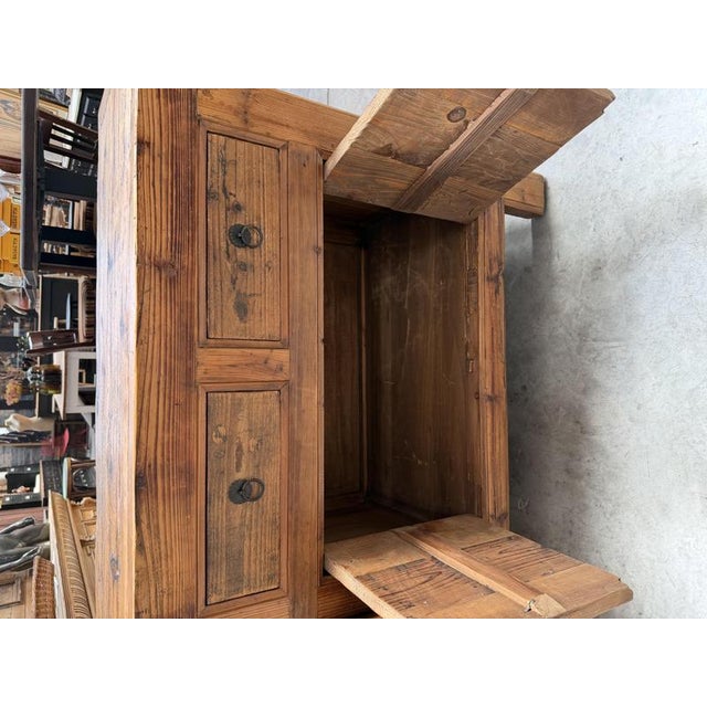 Brown Brutalist Sideboard in Fir wood, 1980s For Sale - Image 8 of 18