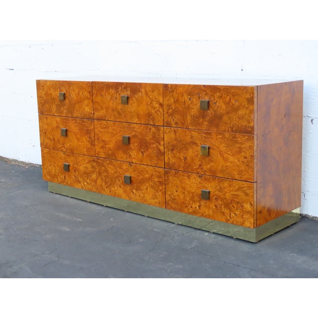 Milo Baughman by Founder Mid Century Hollywood Regency Burlwood Dresser 6625 For Sale - Image 18 of 18