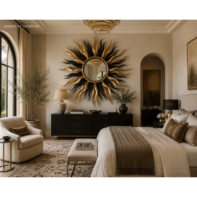 Authentic Vintage Harrison & Gil by Christopher Guy "Sunset" Sunburst Mirror 1990s Era For Sale - Image 13 of 16