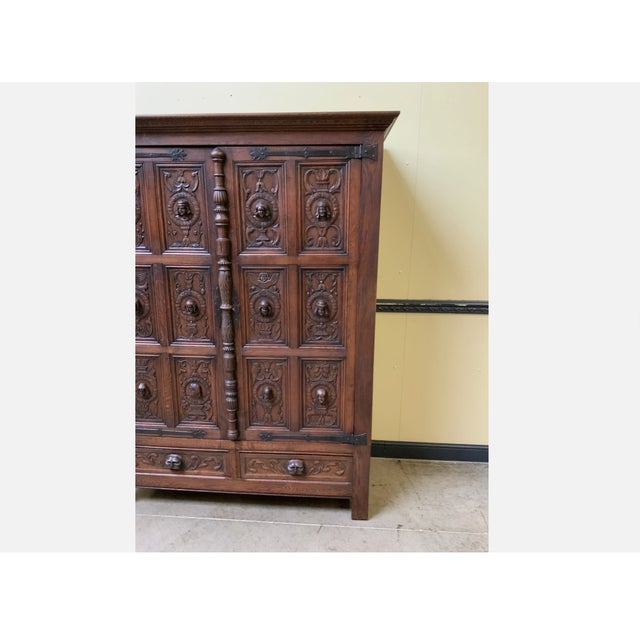 Antique Neo-Gothic Wardrobe with Linen Compartment, 1915 For Sale - Image 6 of 11