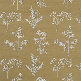 Schumacher Lisbeth Embroidered Sisal Wallcovering In Olive For Sale