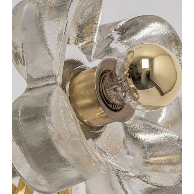 Modernist Glass and Brass Chandelier from Simon and Schelle, 1960s For Sale - Image 4 of 12