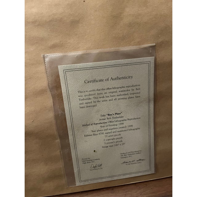 Bob Timberlake "Ray's Place" Original Print 5549/6791 SIGNED 36"x29"x1.5" Includes Certificate of Authenticity