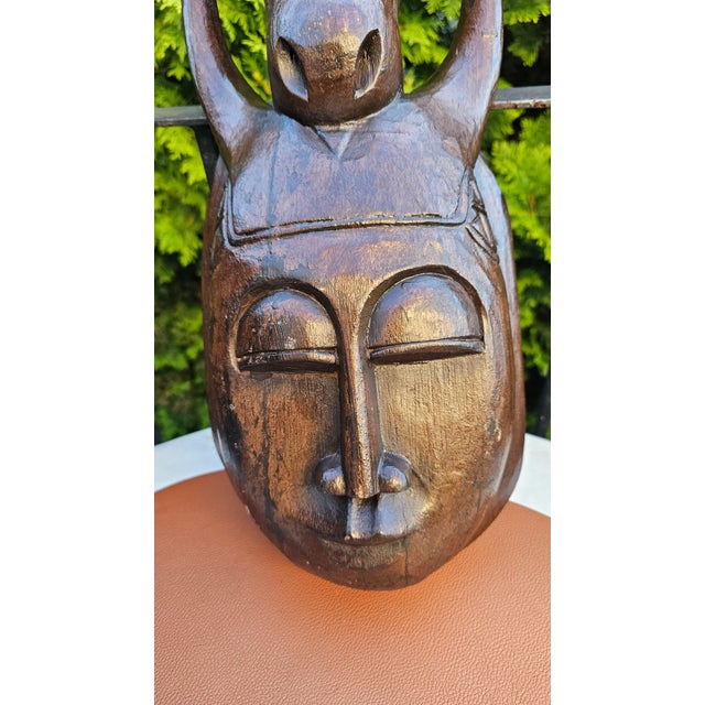 Vintage Wooden African Mask, 1950s For Sale - Image 4 of 8