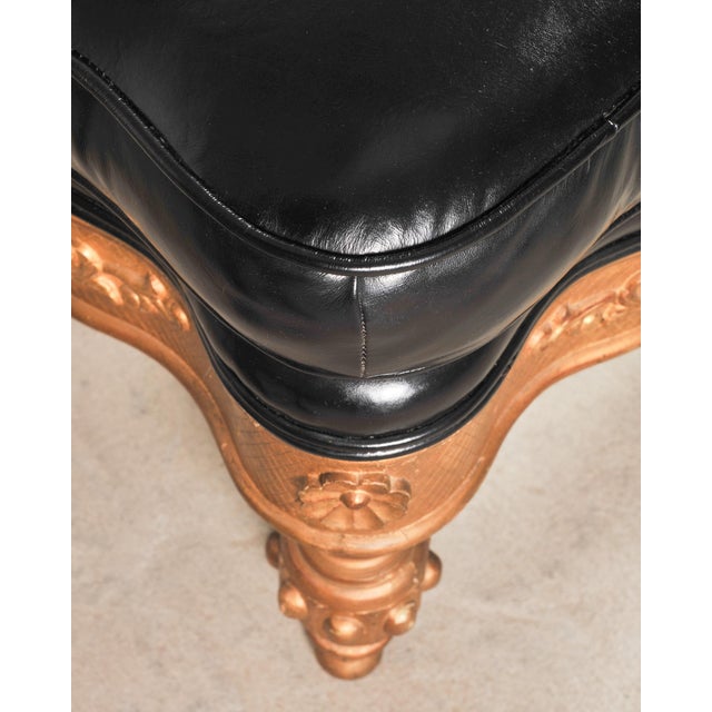 Black Pair of Empire Aesthetic Leather Giltwood Ottoman Footstools For Sale - Image 8 of 18
