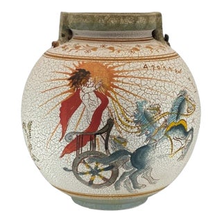 Ancient Greek Museum Reproduction Vase (12-Inch, Crackle Glaze, Uogc #47, Vessel, Hand-Made, Vintage, Late 20th Century Replica) For Sale
