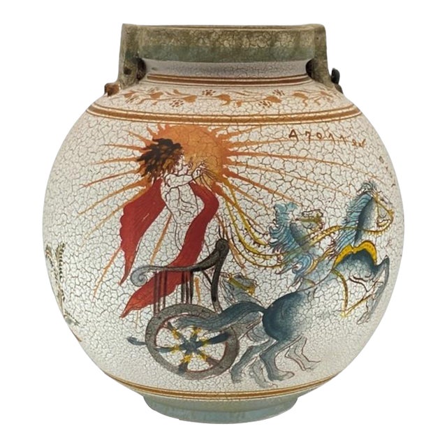 Ancient Greek Museum Reproduction Vase (12-Inch, Crackle Glaze, Uogc #47, Vessel, Hand-Made, Vintage, Late 20th Century Replica) For Sale