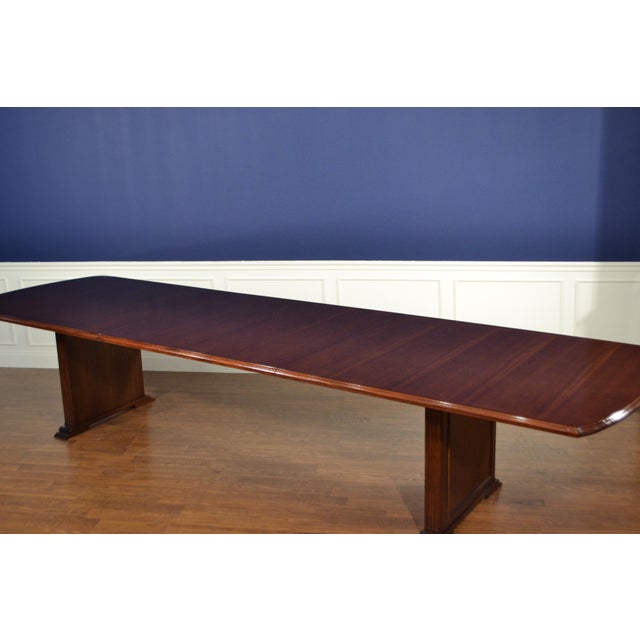 Large Mahogany Rectangular Triple Pedestal Conference Table by Leighton Hall - Made-to-Order For Sale - Image 11 of 11