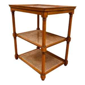 Late 20th Century Vintage British Colonial Style Three Tiered Side Table