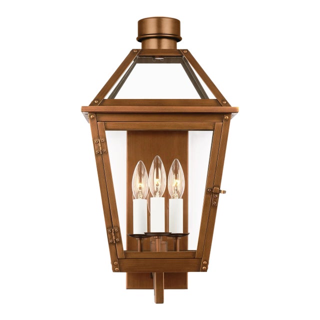 Chapman & Myers by Visual Comfort Studio Hyannis Medium Wall Lantern, Natural Copper For Sale