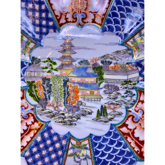 Antique Japanese hand painted high footed plate, signed. This is an exquisite FreeHand Painted Japanese Imari Porcelain...