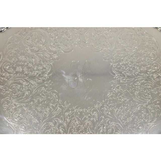 Vintage Epca Silverplate by Poole 3216 Round Silver Platter Tray - Engraved For Sale In Philadelphia - Image 6 of 11