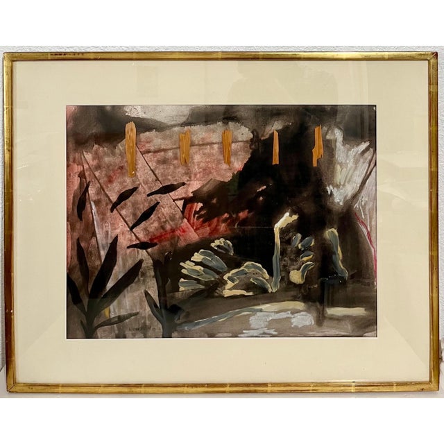 Raphael Mahdavi, Untitled, 1990, Oil and wood collage, assemblage painting on paper, Provenance: Kouros Gallery NYC Label....