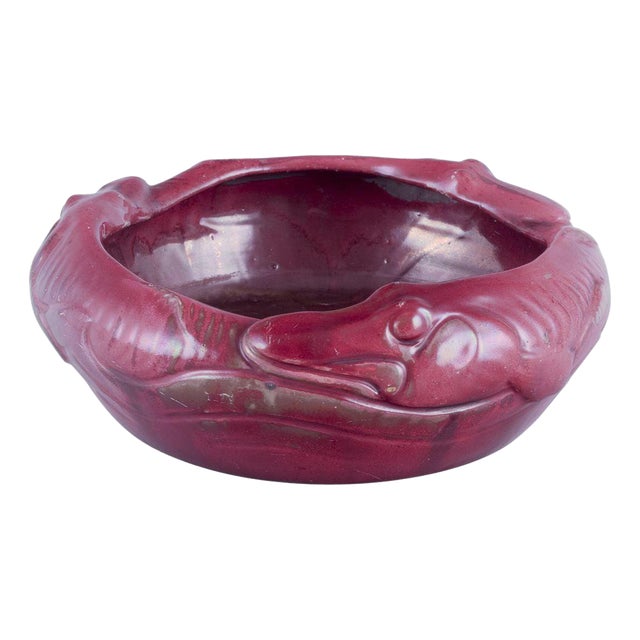 Ceramic Bowl with Fish in Relief by Karl Hansen Reistrup for Kähler, 1890s For Sale