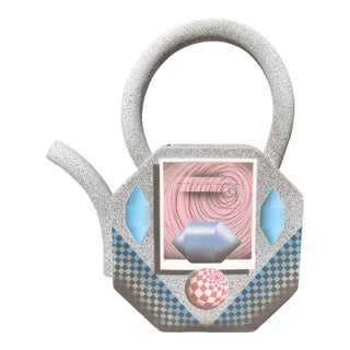 Late 20th Century Postmodern Graphic Decorative Teapot Sculpture For Sale