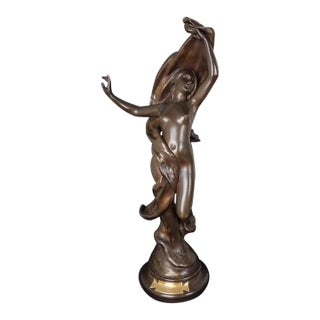 Late 19th Century Art Nouveau Bronze Sculpture of Draped Nude by Henri Godet For Sale