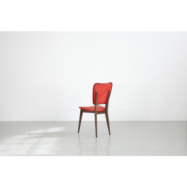 Brown Kitchen Chair with Red Synthetic Leather Cover, 1960s For Sale - Image 8 of 18