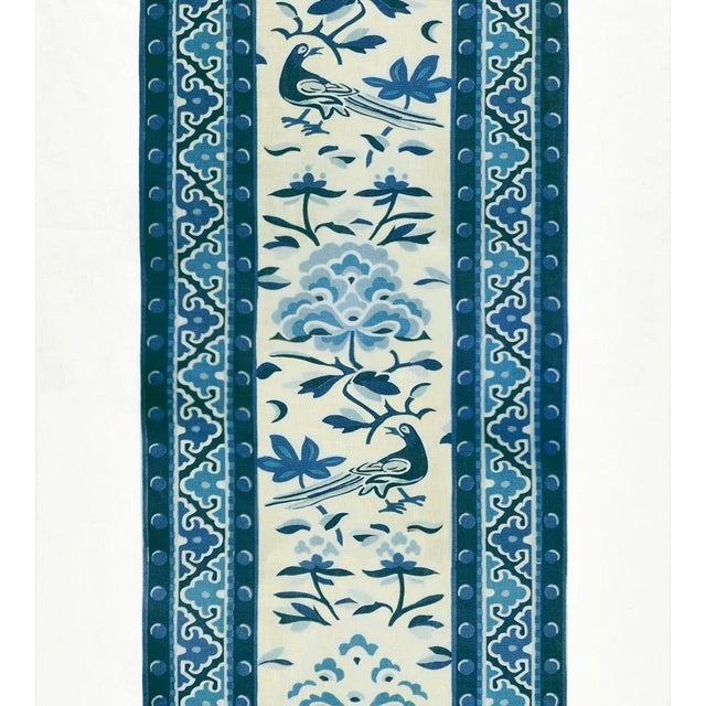 Sample - The House of Scalamandré Royal Peony Linen Print Fabric, Porcelain For Sale