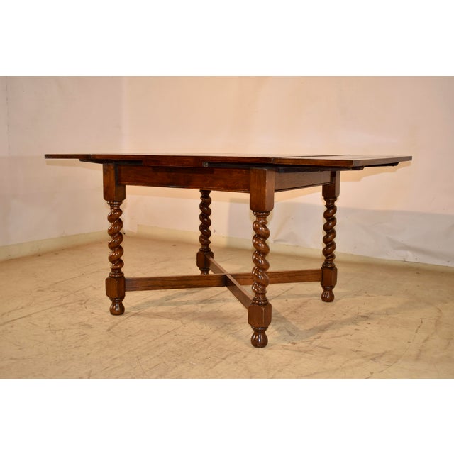 Wood Edwardian Oak Draw-Leaf Table, Circa 1900 For Sale - Image 7 of 8