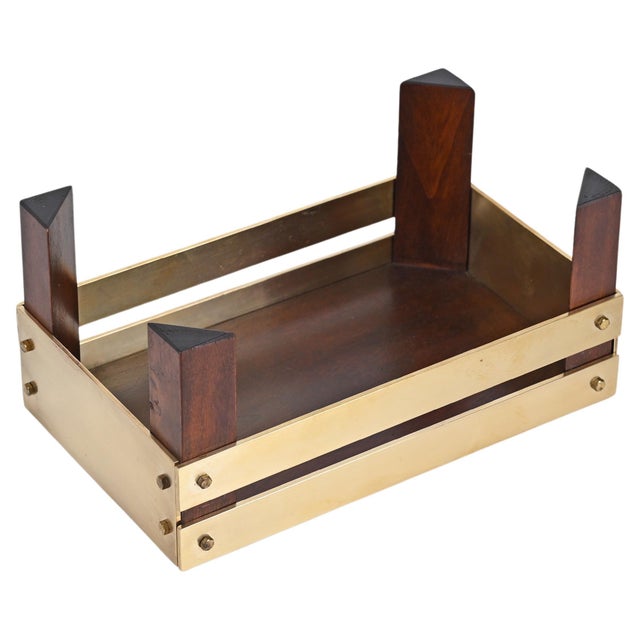 Mid-Century Brass and Walnut Pocket Emptier attributed to Tommaso Barbi, Italy, 1970s For Sale - Image 15 of 15