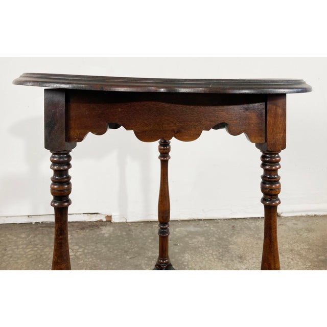 Vintage Walnut Turned Leg Cloverleaf Side Table For Sale - Image 10 of 12