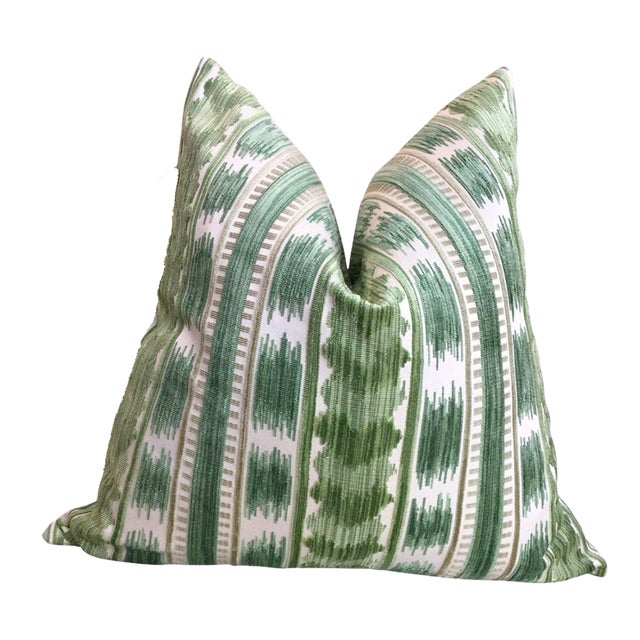 Brunschwig and Fils "Bayeaux" Velvet in Fern Down-Filled 22" Pillow - Single For Sale